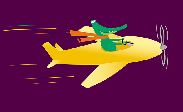 Crocodile and Yellow Plane