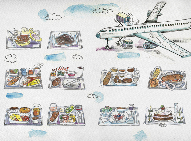 Quais refeições são servidas nas companhias aéreas em todo o mundo?