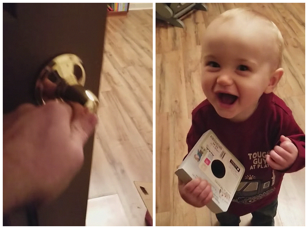 Pai abre a porta na cara de bebê, que reage da melhor forma