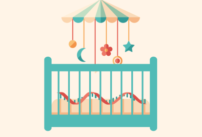 berço com móbile, nele dorme uma molécula de RNA