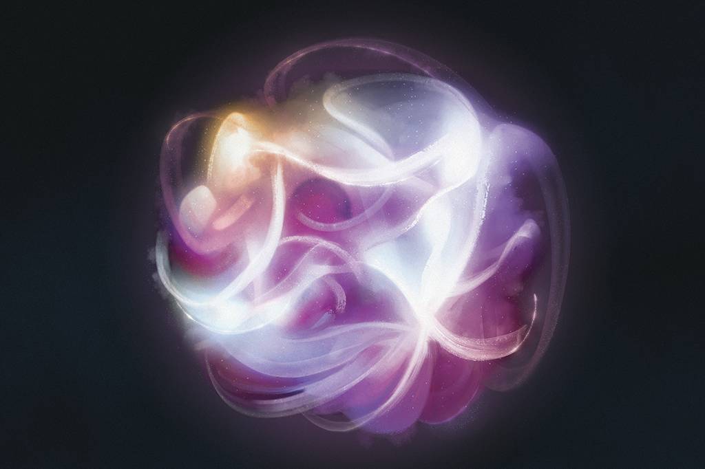 Este é um espaço de Calabi-Yau: uma aberração de 11 dimensões permitida pela geometria da Teoria de Cordas. Pode ser que haja um desses no lugar da singularidade.