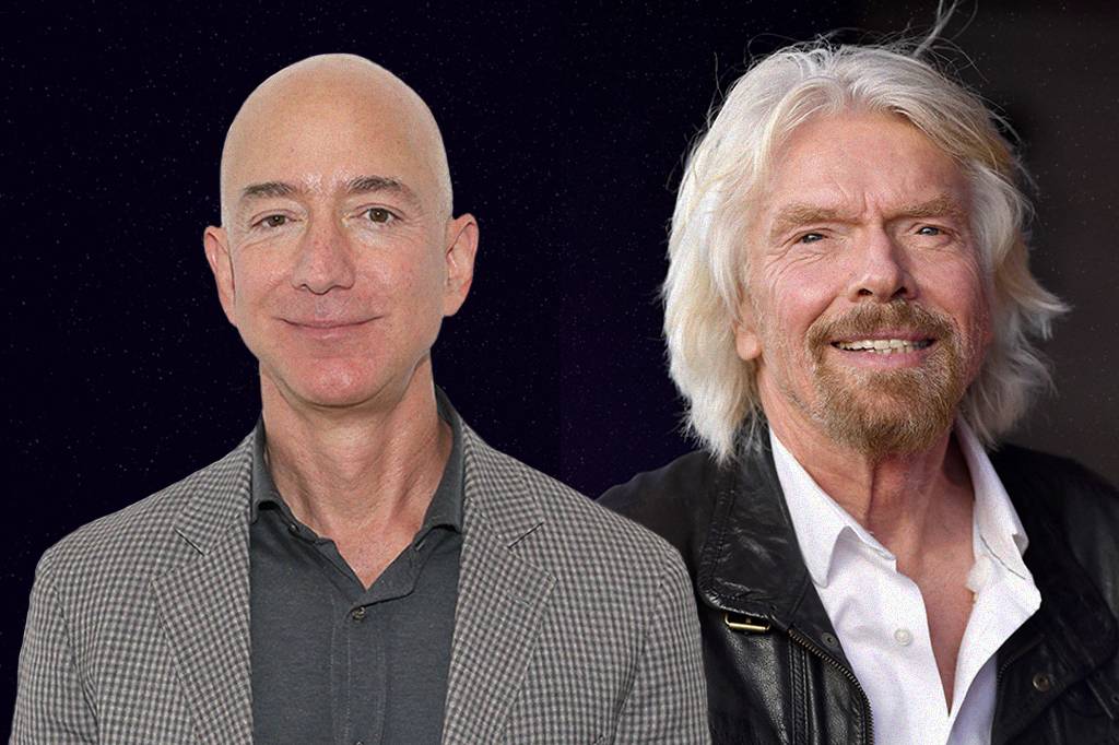 Jeff Bezos vai ao espaço – e diz que o rival Richard Branson não esteve lá