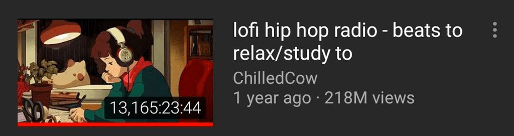 Imagem da live de lo-fi do YouTube.