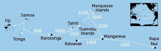 092121_bb_polynesia_inline_desktop Gráfico sobre os horários e rotas das migrações dos primeiros polinésios.