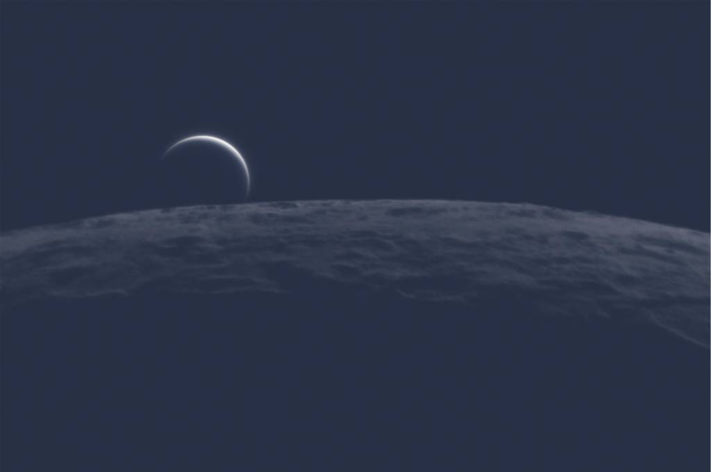 Foto de Vênus pouco antes de ser ocultada pela Lua