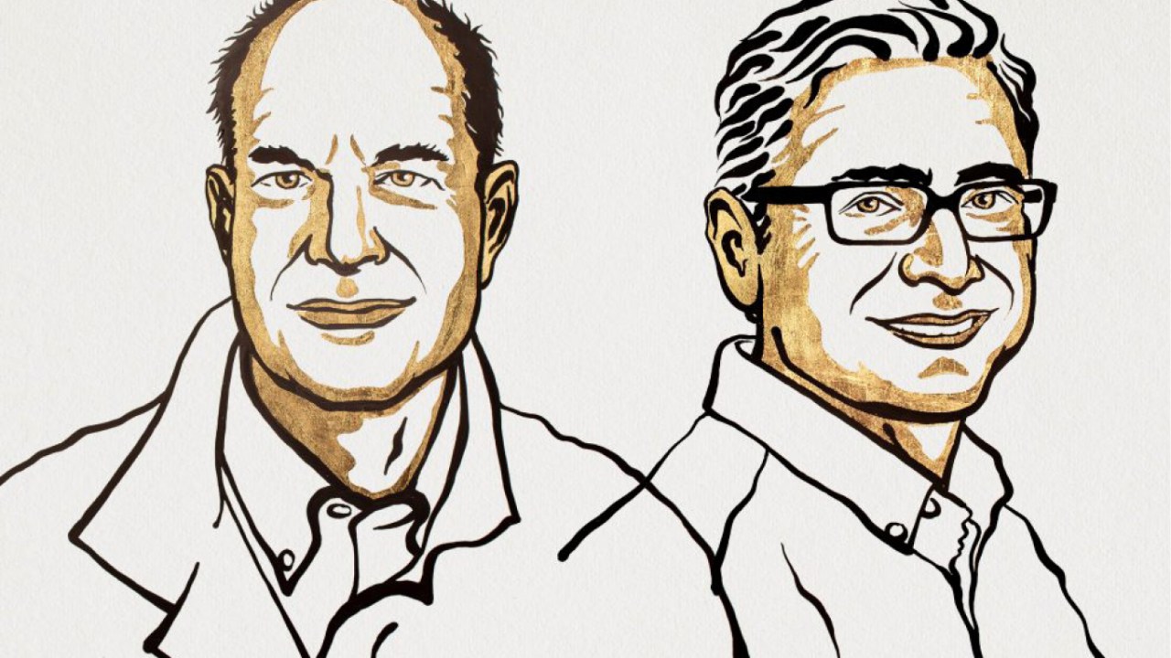Ilustração dos vencedores do prêmio Nobel, David Julius e Ardem Patapoutian