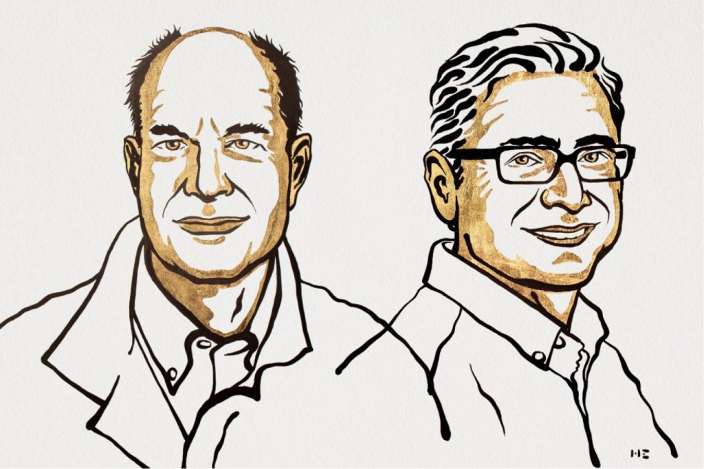 Ilustração dos vencedores do prêmio Nobel, David Julius e Ardem Patapoutian