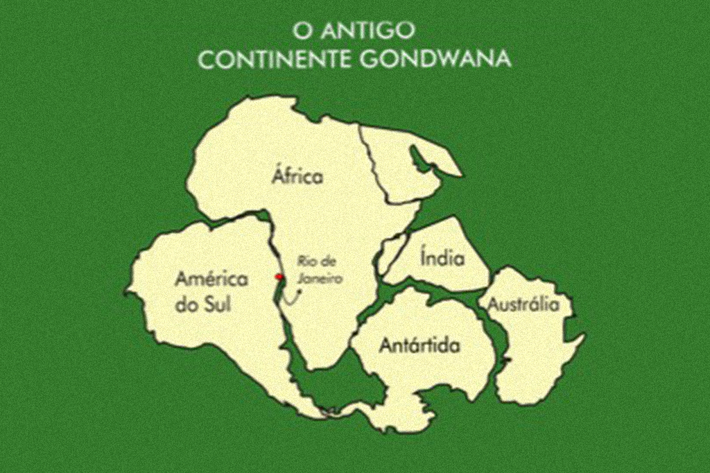 Mapa do antigo continente Gondwana