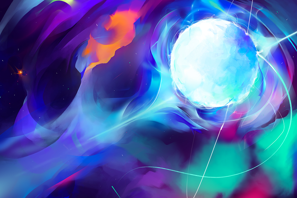 Ilustração de uma estrela de nêutrons.