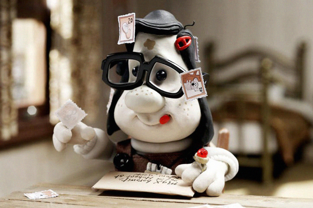 5 melhores filmes sobre distúrbios mentais 4 Personagem do filme Mary e Max cheia de selos postais.