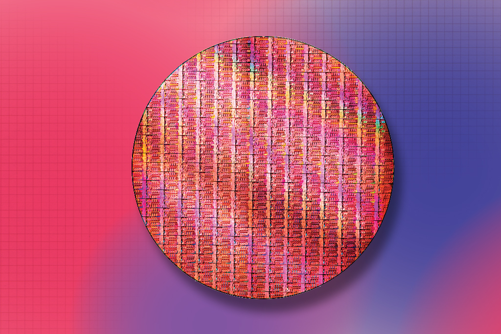 Imagem do “Wafer” (placa) com processadores Alder Lake P.