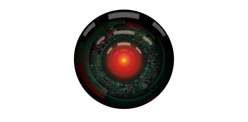 Ilustração 3D do olho do HAL 9000.