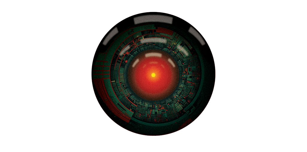 Ilustração 3D do olho do HAL 9000.