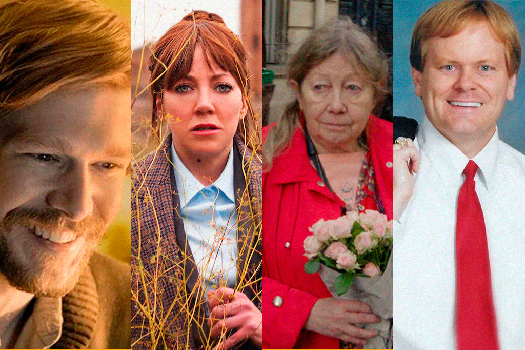 Montagem com cenas dos filmes: Tetris; O mundo por Philomena Cunk; Vortex e The Big Conn.