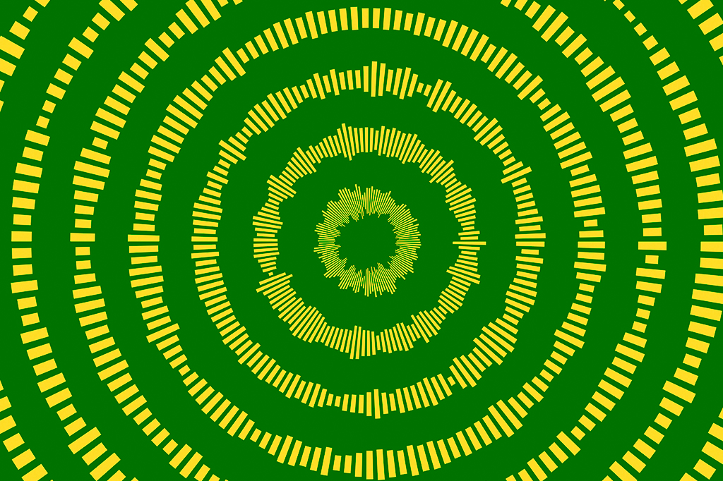 Ondas sonoras de áudio em círculos.