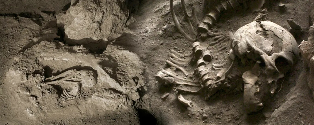 Esqueleto de Luzia, o fóssil humano mais antigo encontrado no Brasil e nas Américas. O esqueleto foi descoberto nos anos 1970 em escavações na Lapa Vermelha, uma gruta no município de Pedro Leopoldo, na Região Metropolitana de Belo Horizonte.