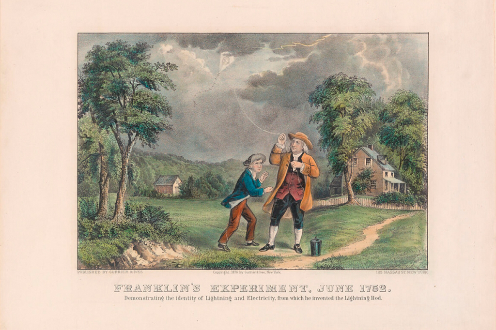 Benjamin Franklin (provavelmente) nunca captou eletricidade com uma pipa