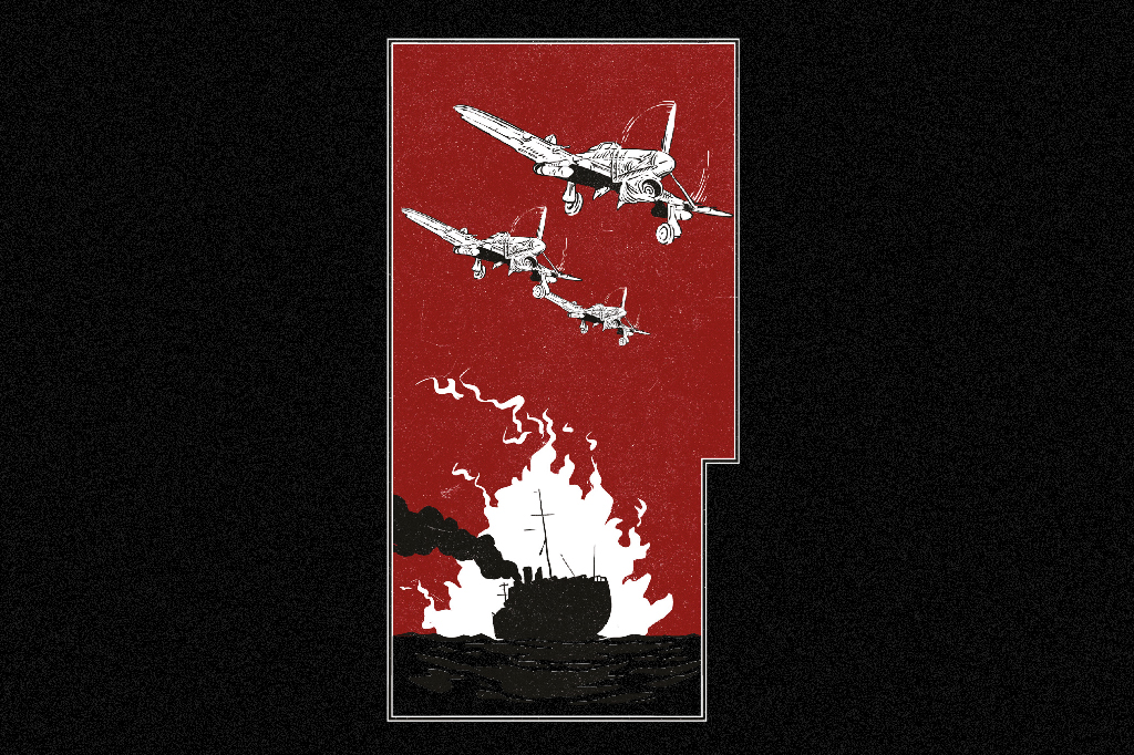 SI_457_Titanic-nazista_3-2 Ilustração do Cap Arcona sendo bombardeado pela Força Aérea britânica.