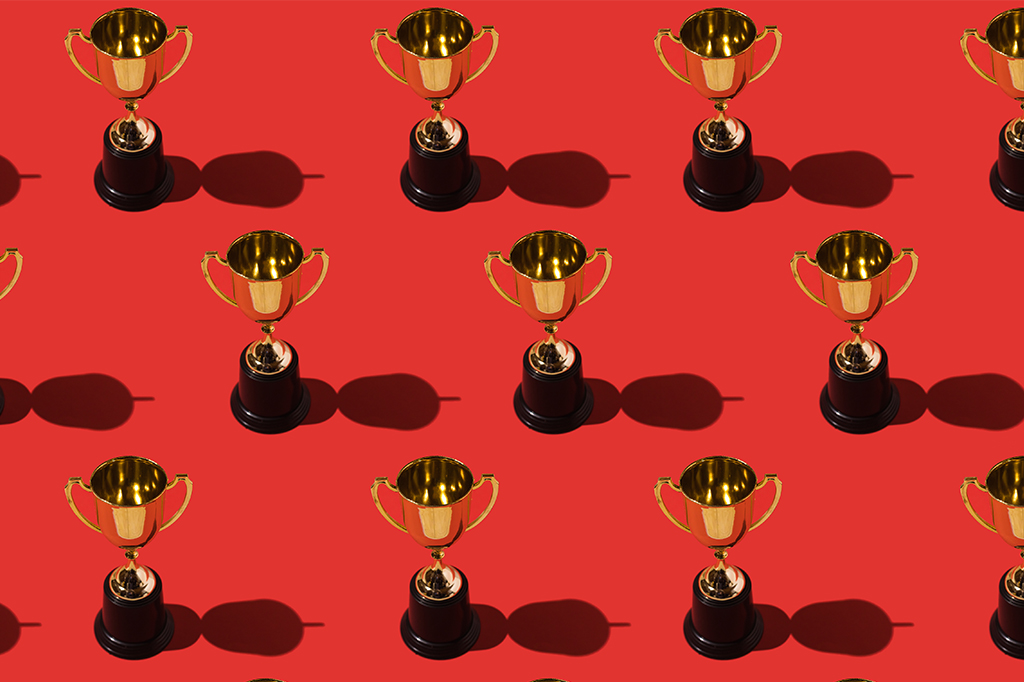 Imagem de diversos troféus.