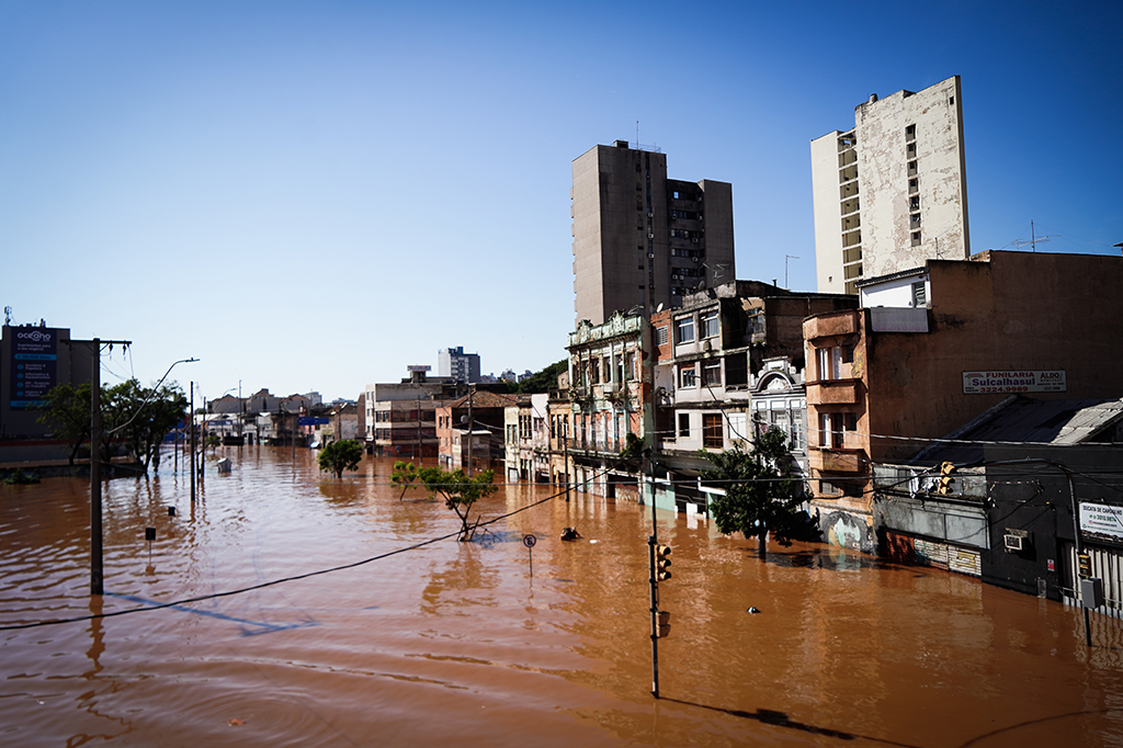 Enchente em cidade do Rio Grande do Sul.