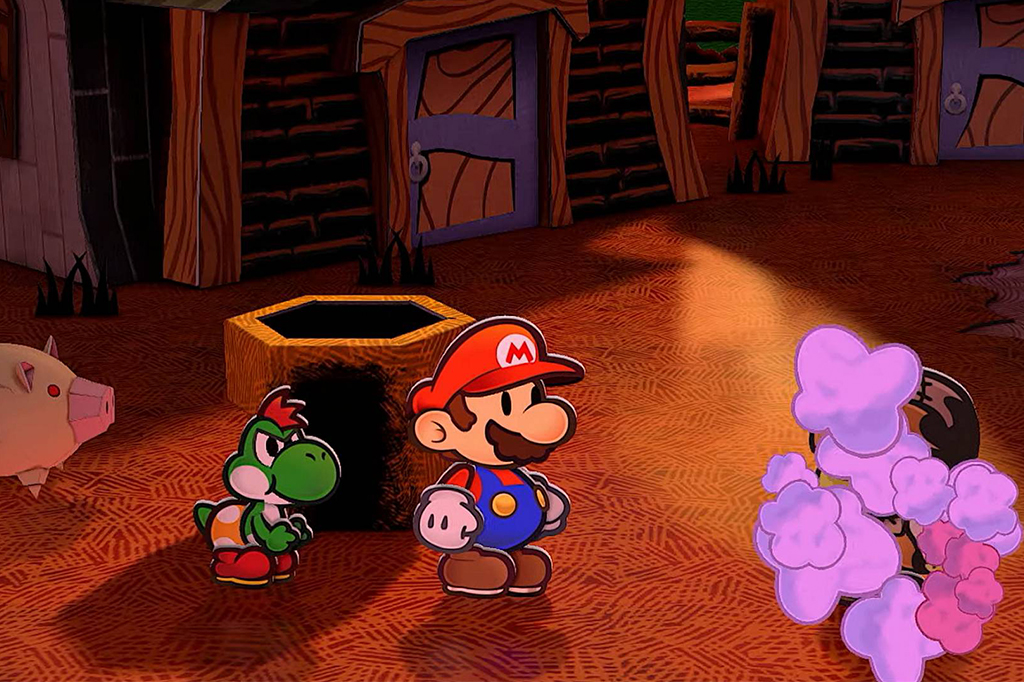 Tela do jogo Mario Paper da Nintendo.