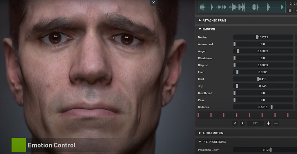 Imagem do painel de controle de emoções de um personagem.