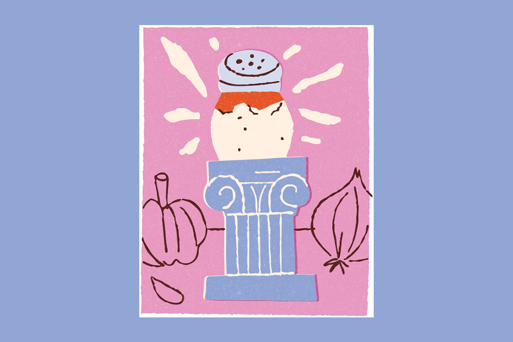 Ilustra&ccedil;&atilde;o de uma coluna grega com o saleiro em cima