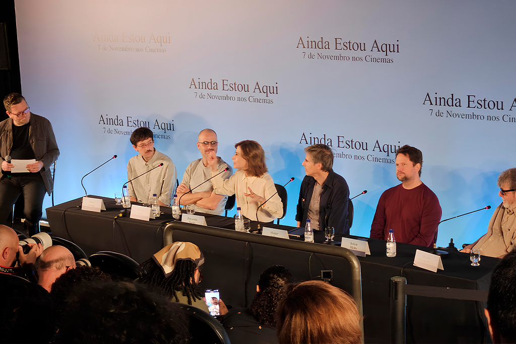 Foto da entrevista com o elenco do filme "Ainda Estou Aqui'.