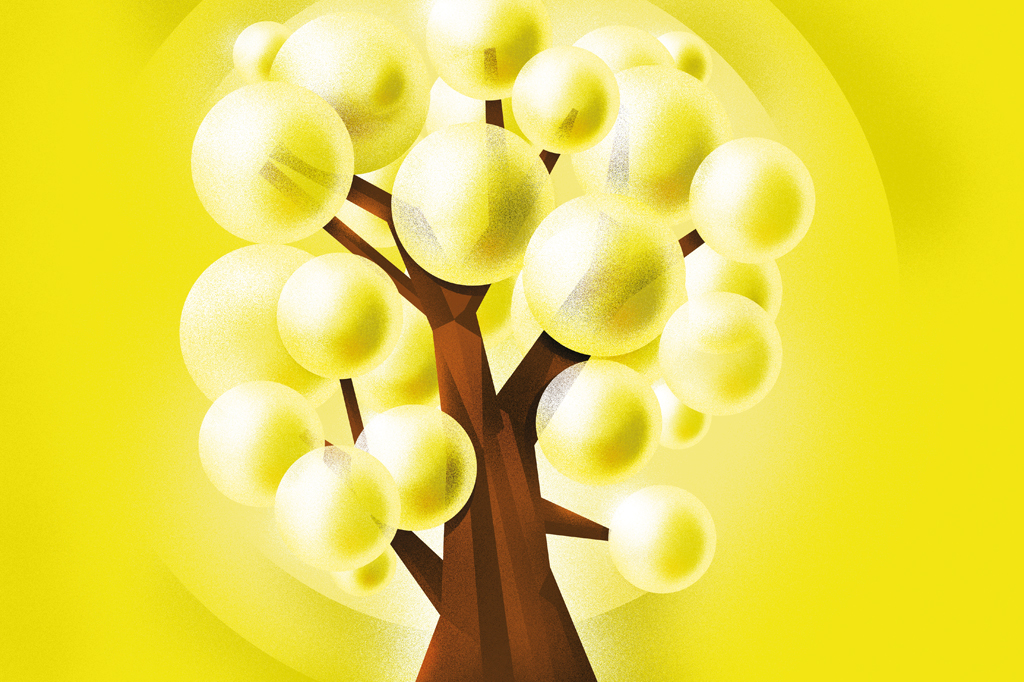 Ilustra&ccedil;&atilde;o de uma &aacute;rvore frondosa.