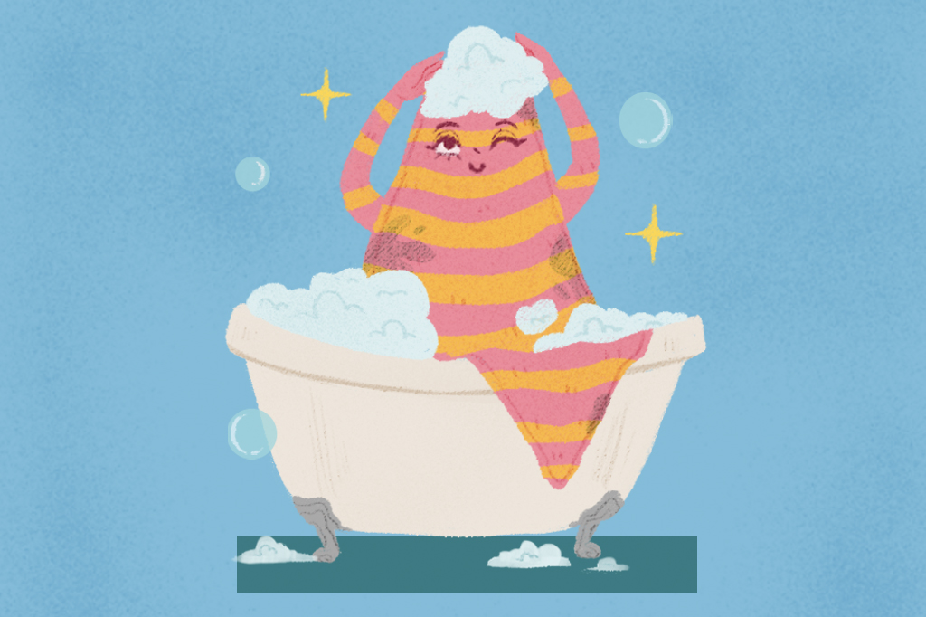 Desenho de um cobertor dentro de uma banheira