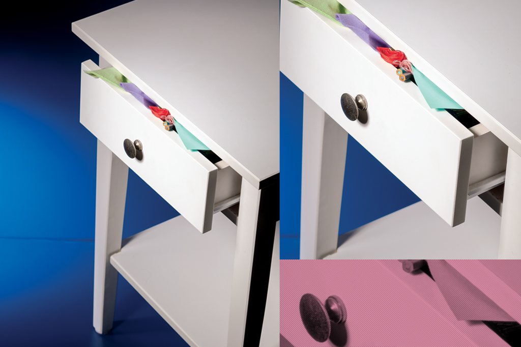 Imagem, em composi&ccedil;&atilde;o, de uma gaveta branca fechada.