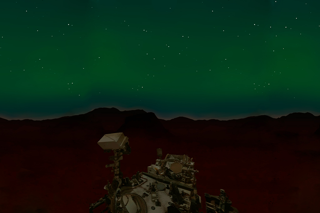 Fotografia da aurora em Marte.