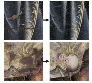 Fotografia do Close-ups de alguns dos resultados de mascaramento.