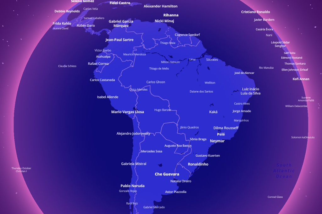 Quem é a pessoa mais famosa da sua cidade? Descubra neste mapa interativo