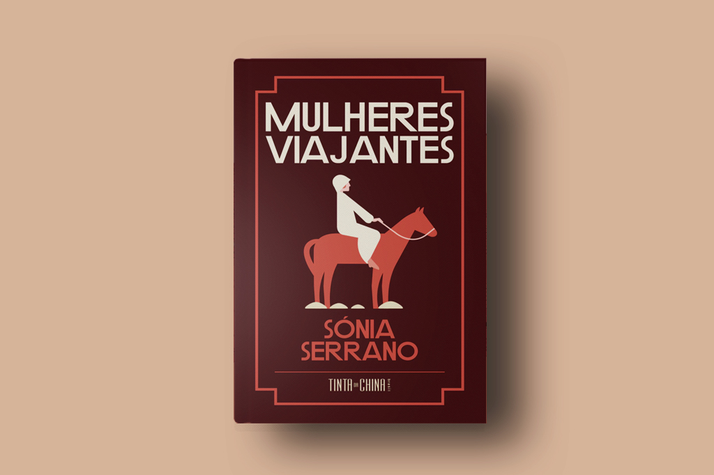 Imagem, em fundo marrom claro, do livro Mulheres Viajantes.