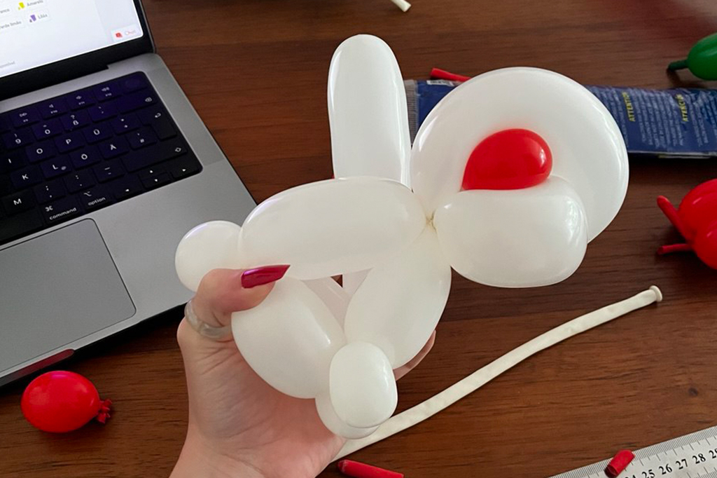 Fotografia do teste do coelho de bal&atilde;o.