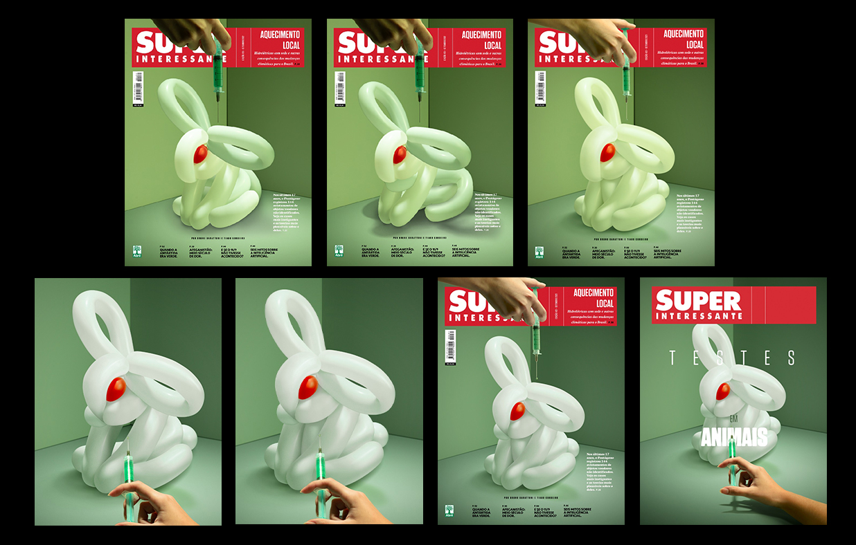 Imagem do processo da capa, desde o primeiro teste at&eacute; o resultado final.